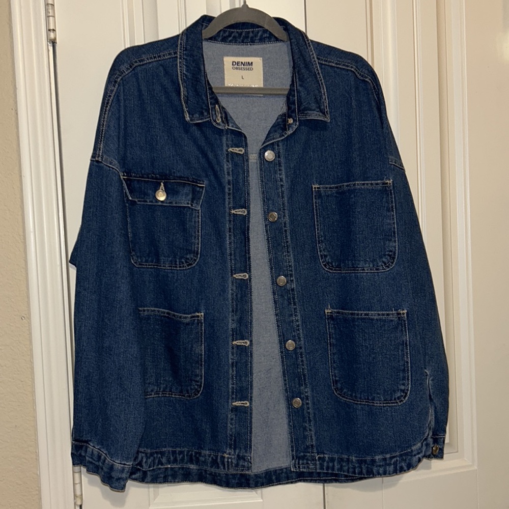 Denim Obsessed Button-Up Oversized Jacket - image 1